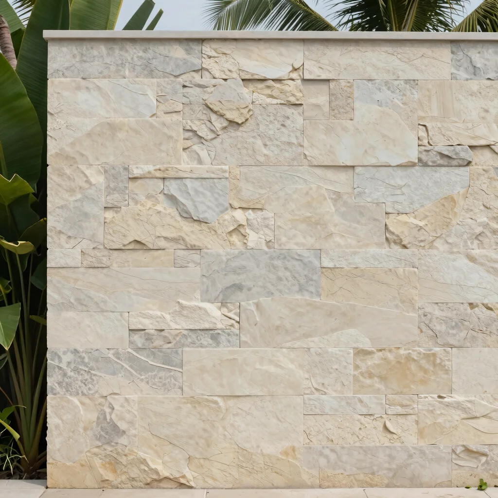 Editorial architectural photography of a ivory and stone-gray nat